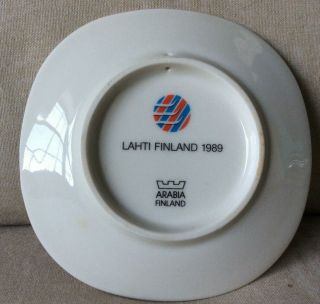Arabia Finland small plate Lahti 1989 Nestori the Elf ski jumper World Ski Champ 2