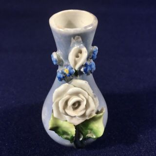 Vintage Mini 3 " Lavender Opalescent Capodimonte Rose Bud Vase Made In Germany