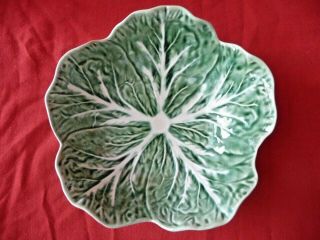 Bordallo Pinheiro Cabbage Bowl 7 " X2 3/8 " Pottery Bright Detailed Green Leaves