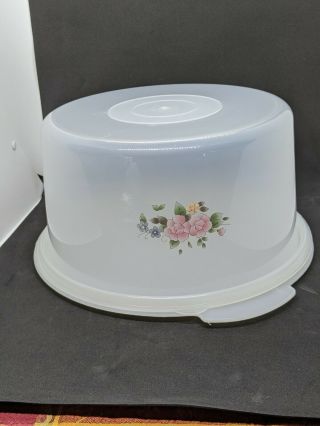 Pfaltzgraff Tea Rose Cake Saver Keeper Plate Plastic Storage Fits 10” X 6” Cake