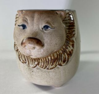 Vintage Uctci Lion Mug Earthenware Stoneware Clay Japan Raised 3d Face