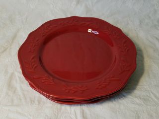 3 Red Garnet Dinner Plates 11 