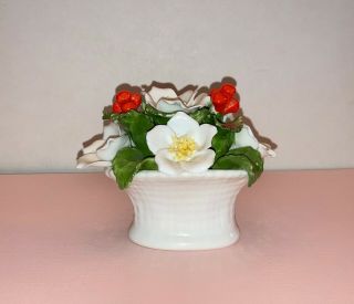 Vintage Aynsley Bone China December Christmas Rose Basket Hand Painted Bouquet