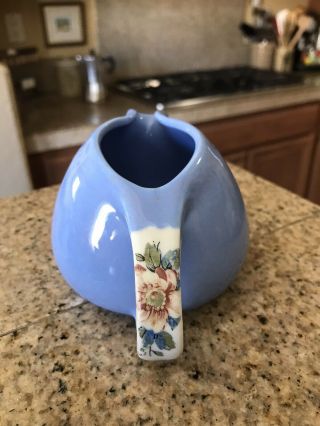 Vtg Hall Superior Kitchenware Blue Floral Rose Parade Ceramic Creamer 1259 Usa