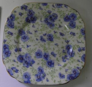 Royal Albert Square Blue Pansy 6 1/4 " Dessert Or Side Plate