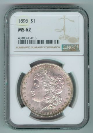 1896 - P U.  S.  Morgan Silver Dollar – Ngc Slabbed - Ms62