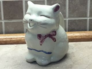 Vintage 1940s Shawnee White Cat Ceramic Creamer 85 Made In Usa Puss - N - Boots 5”