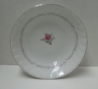 Royal Swirl Fine China Of Japan 9 1/8 " Round Vegetable Bowl Pink Rose,  Gray