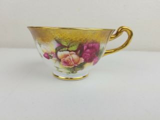 Royal Chelsea Golden Rose Brushed Gold Tea (cup With Round Handle)