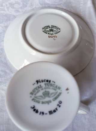 Vintage Royal Tuscan Fine Bone English China Zodiac Pisces Demitasse Cup Saucer 2