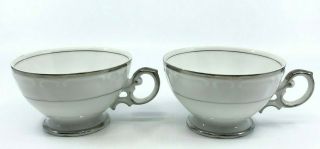 Set Of 2 Vintage Fine China Harmony House Silver Sonata Tea Cups Pattern 3639