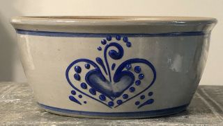 Beaumont Brothers Pottery Bbp Blue Salt Glaze Stoneware 6.  25” Heart Bowl
