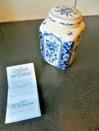 Westraven Delftware Royal Delft Trinket Tea Box Lrg Lidded Blue Floral Holland