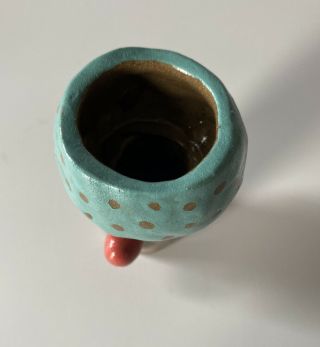 Handmade Ceramic Mushroom Jar 3.  5” Tall 2