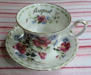 Royal Albert Flower Of The Month August Poppy Tea Cup & Saucer