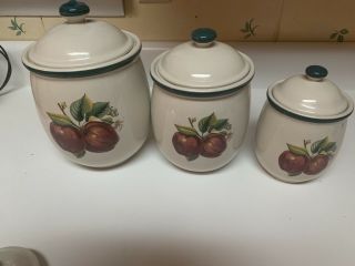 Apple Casuals By China Pearl Set Of 3 Canisters