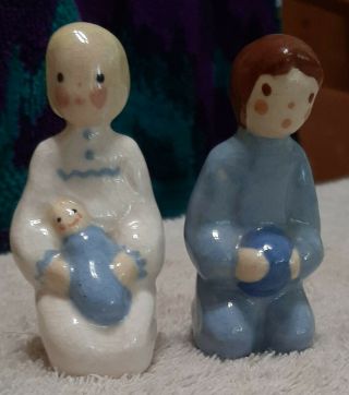 Jean Manley California Art Pottery 2 2 3/4 " Figurines Of Children With Toys