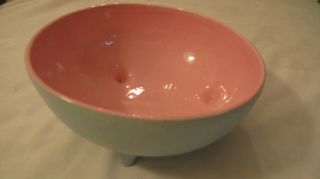 Mccoy Usa Pottery Ceramic Footed Bowl Planter Aqua/pink 203 Mcm Asymmetrical