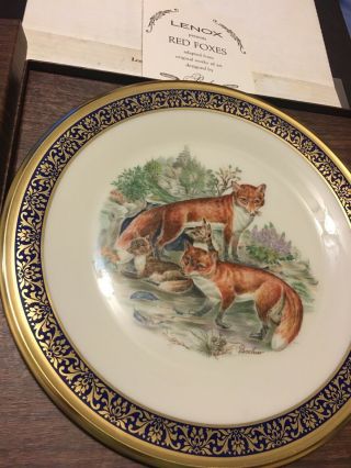 Lenox Red Fox Boehm Woodland Wildlife Plate 1974 10 3/4 " Le Wbox