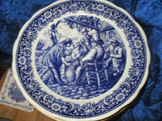 Boch Freres La Louviere Belgium Delfts Hanging Wall Plate Card Playing 13 1/2 "