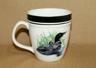 FOLK CRAFT STONEWARE Loon Lake by Scotty Z Large Coffee Tea Mug Cup 2