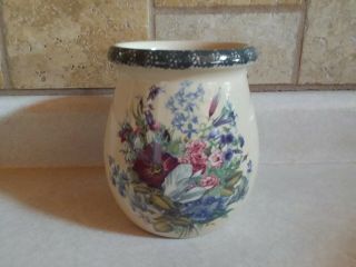 Home & Garden Party Floral Splender Utensil Kitchen Caddy Pottery 2002 Made Usa