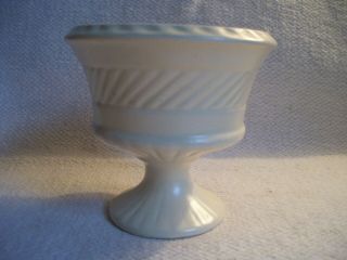 Vintage Haeger Pottery Matte White Ribbed Pedestal Planter Stamped 3955
