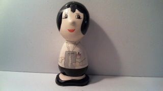Handpainted Lady Doctor Figurine Paperweight Signed " Stella Parra,  94 "