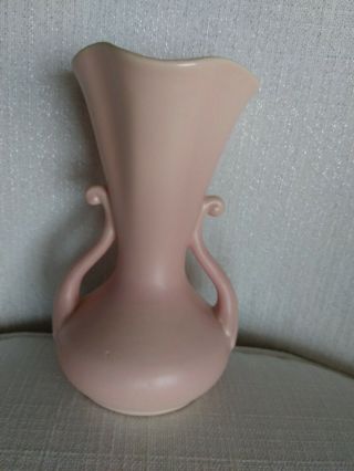 Red Wing Art Pottery Vase,  505,  Pink Matte Glaze Ivory Interior