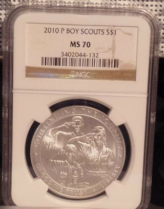2010 - P (silver) " Boy Scouts Of America " $1 Ngc Ms70