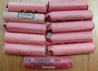 (10, ) Rolls Of Lincoln Wheat Pennies ☆ Bascially Unsearched By Us ☆