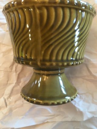 Vintage Mccoy Usa Pottery Green Swirl Pedestal Planter Flower Pot Marked 917