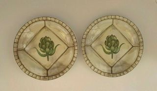 2 American Atelier San Marco 5114 Artichoke Stoneware 7 - 3/4 " Salad Bread Plate