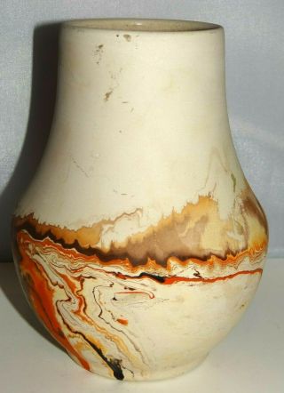 Nemadji Pottery Usa Clay Vase Swirled 7 " Pottery Vase Handcrafted Southwestern