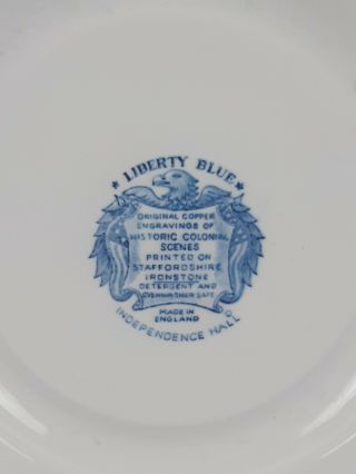 Liberty Blue Dinner Plates Staffordshire Ironstone Independence Hall Set of 2 2