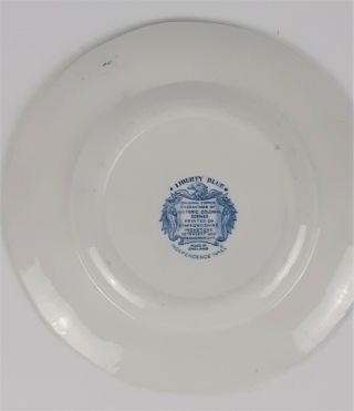 Liberty Blue Dinner Plates Staffordshire Ironstone Independence Hall Set of 2 3