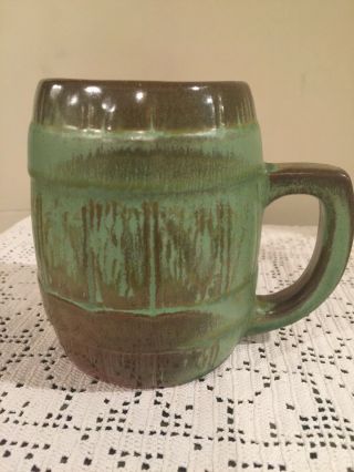 Vintage Frankoma Green Barrel Mug