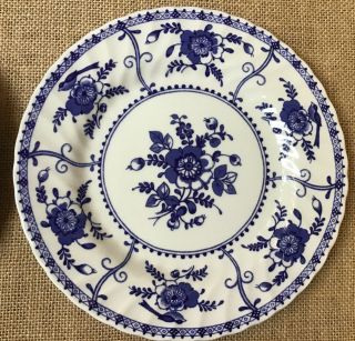 3 Johnson Brothers INDIES BLUE Luncheon Plates 8 5/8” 3
