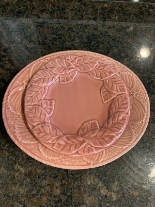 3 Bordallo Pinheiro Portugal Pink 2 - Serving Platter/plates 1 - Dessert/salad Plate