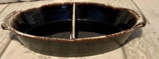 Pfaltzgraff Gourmet Brown Oval Divided Serving Bowl