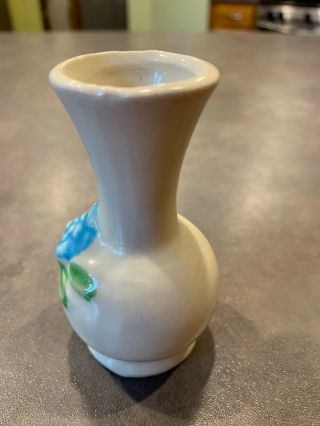 Vintage Shawnee Pottery Miniature Blue Flower Green Vase Bud 1202 USA 2