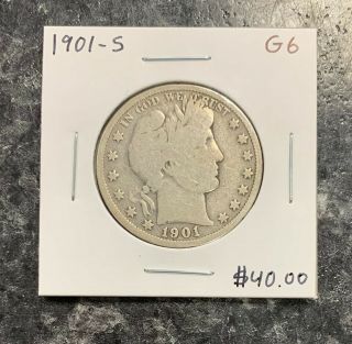 1901 - S U.  S.  Barber Half Dollar Good Plus $2.  95 Max C3557