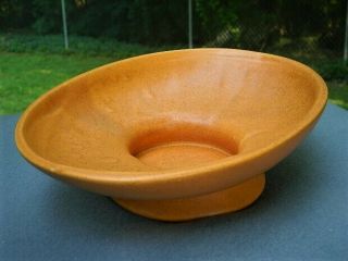 Vtg Floraline Footed Oval Planter Bowl Matte Burnt Orange Brown Specks Mccoy 486