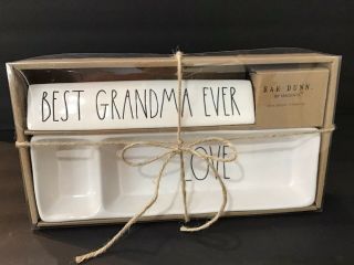 Rae Dunn Best Grandma Ever Desk Plaque & Love Desk Tray Set Office