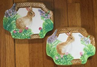 2 Royal Norfolk 7 3/4” Bunny Rabbit Dish Tray Easter Serving Small Platter