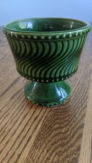 Mccoy Pottery Glazed Green Planter Pedestal Bowl