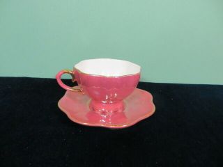 Grace’s Teaware Tea Coffee Cup And Saucer Pink / Mauve Gold Trim