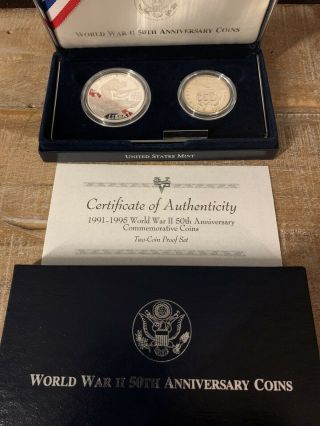 1991 - 1995 U.  S World War Ii 50th Anniversary Two Coin Proof Set
