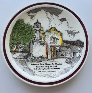 Vernon Kilns California Pottery Mission San Diego De Alcala Hand Colored Plate