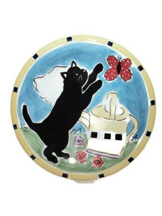 Hausenware Mary Jane Mitchell Black Cat 8 " Salad Dessert Plate Collectible Euc